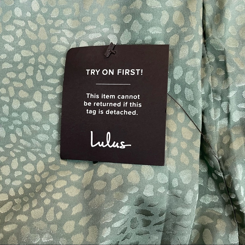 NWT Lulus Stunner Sage Green Satin Jacquard Cowl Neck Midi Dress - Picture 7 of 12